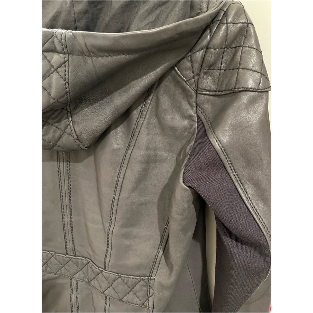 Michael Michael Kors Hooded Leather Motorcycle Jacket - Picture 3 of 7